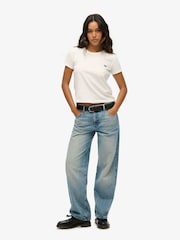 Superdry Blue Mid Rise Wide Leg 100% Cotton Jeans - Image 1 of 7