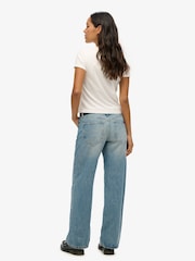 Superdry Blue Mid Rise Wide Leg 100% Cotton Jeans - Image 2 of 7