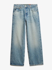 Superdry Blue Mid Rise Wide Leg 100% Cotton Jeans - Image 6 of 7
