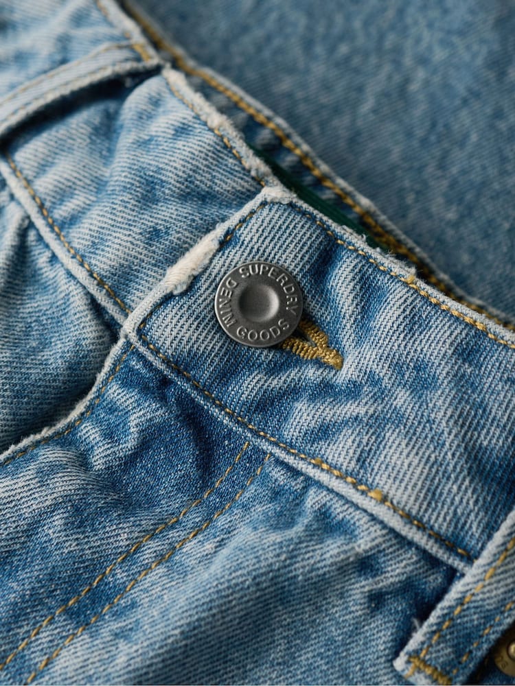 Superdry Blue Mid Rise Wide Leg 100% Cotton Jeans - Image 7 of 7