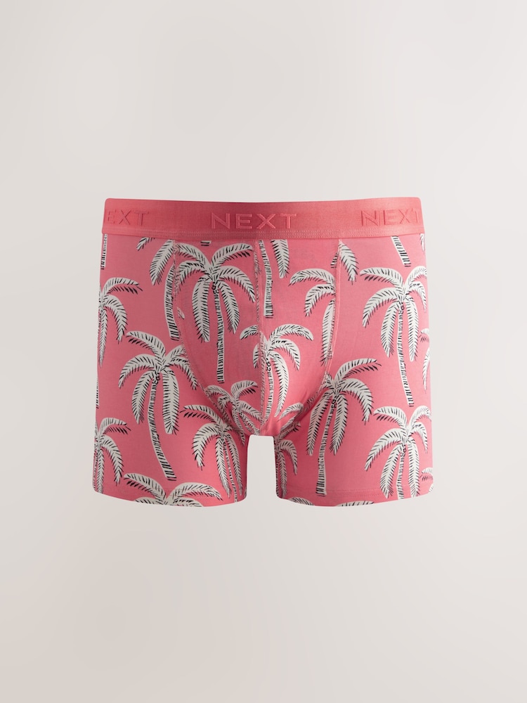 Blue/Green/Pink Palm Print 4 pack Trunks Boxers - Image 3 of 8
