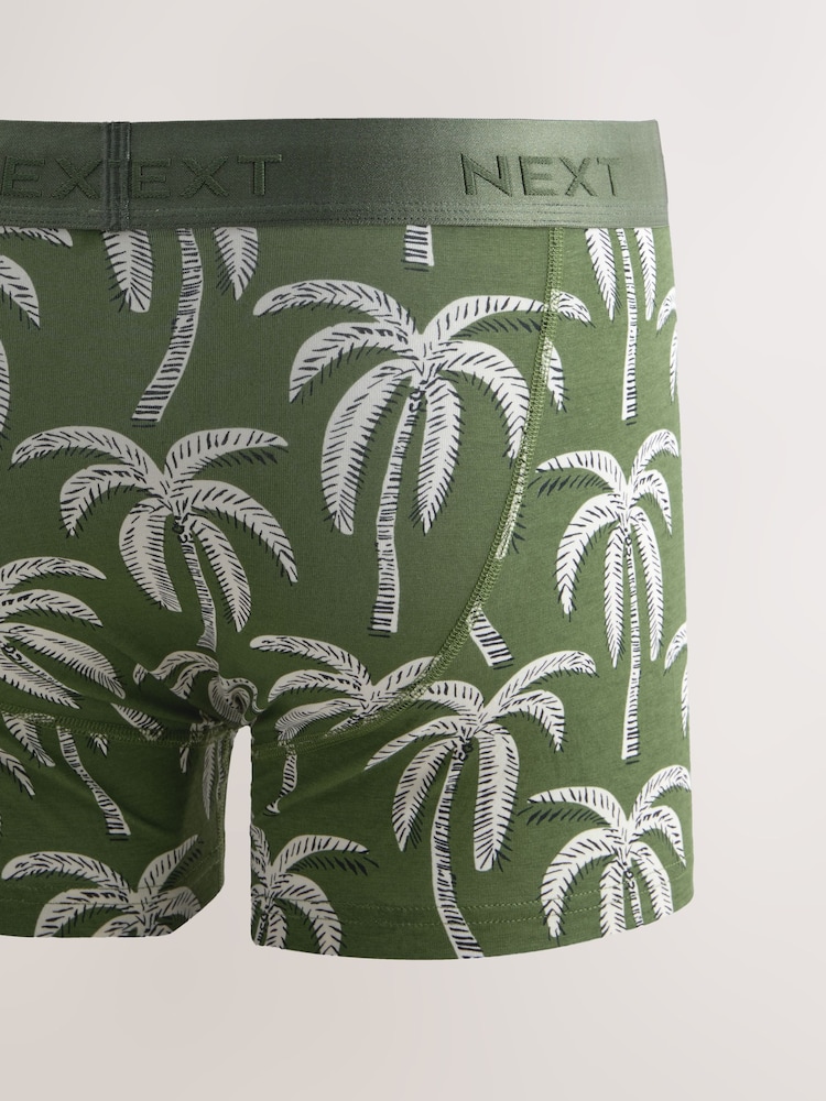 Blue/Green/Pink Palm Print 4 pack Trunks Boxers - Image 6 of 8