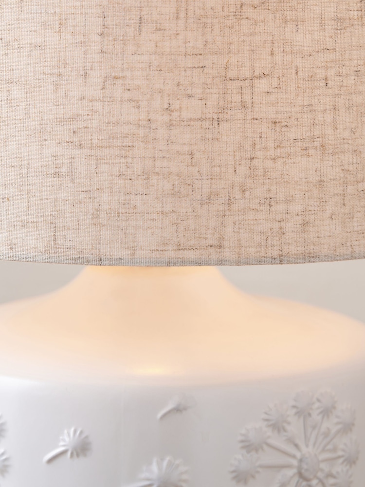 Pacific White Floral Print Ceramic Table Lamp - Image 2 of 6