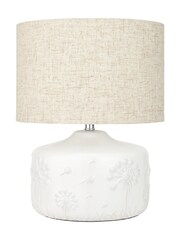 Pacific White Floral Print Ceramic Table Lamp - Image 5 of 6