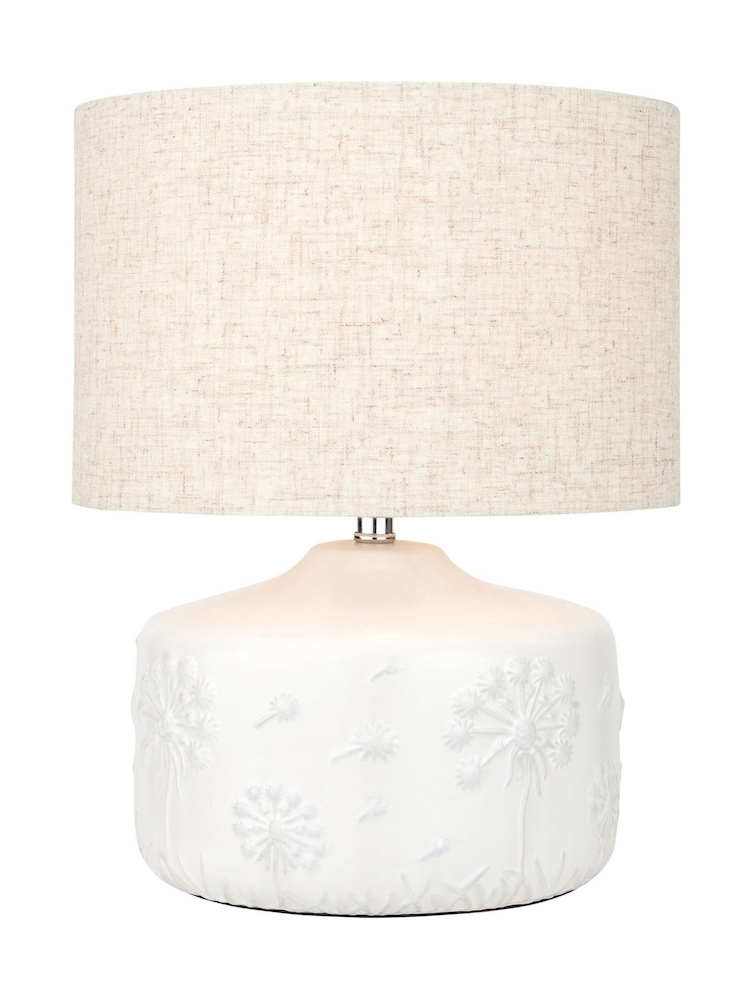 Pacific White Floral Print Ceramic Table Lamp - Image 6 of 6
