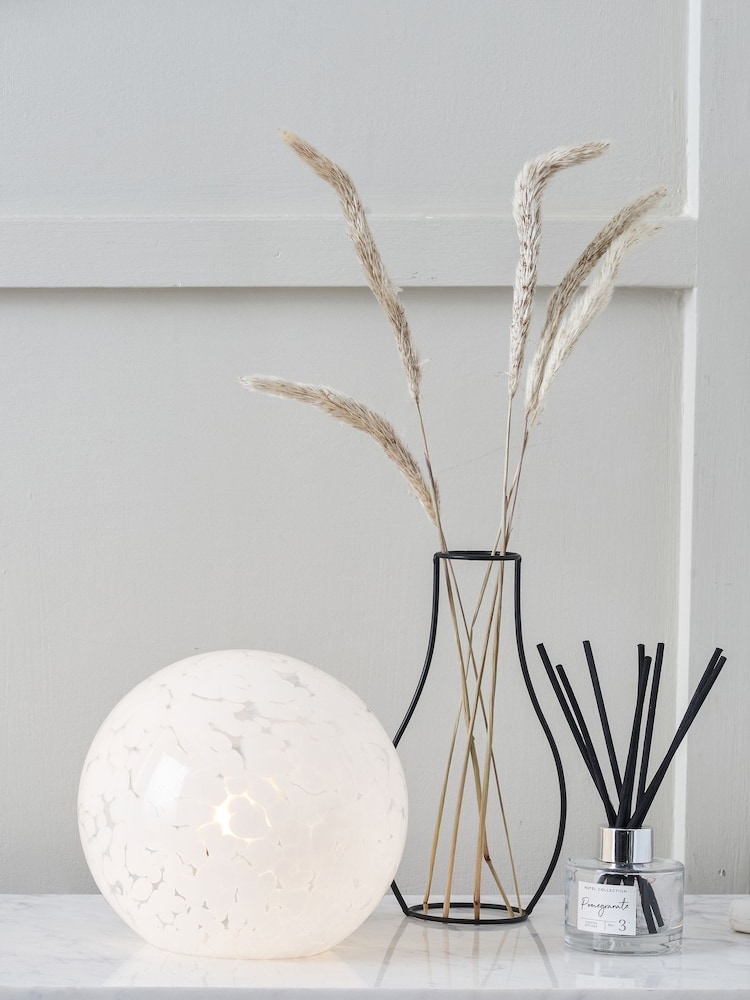 Pacific White Speckled Glass Spherical Table Lamp - Image 2 of 6