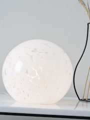 Pacific White Speckled Glass Spherical Table Lamp - Image 4 of 6