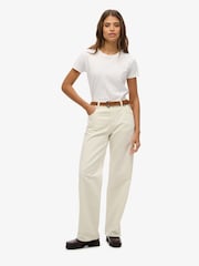 Superdry White Mid Rise Wide Leg 100% Cotton Jeans - Image 1 of 5