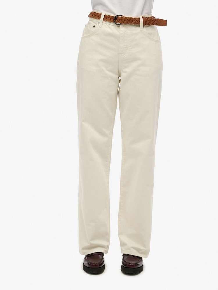 Superdry White Mid Rise Wide Leg 100% Cotton Jeans - Image 2 of 5