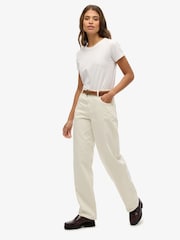 Superdry White Mid Rise Wide Leg 100% Cotton Jeans - Image 4 of 5