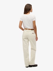 Superdry White Mid Rise Wide Leg 100% Cotton Jeans - Image 5 of 5