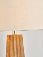 Pacific Natural Mango Wood Textured Cone Table Lamp - Image 3 of 6