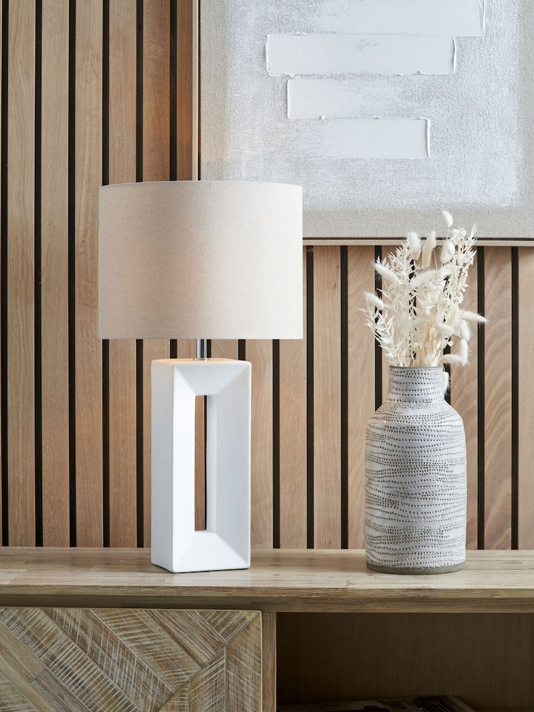 Pacific White Ceramic Tall Table Lamp - Image 1 of 6