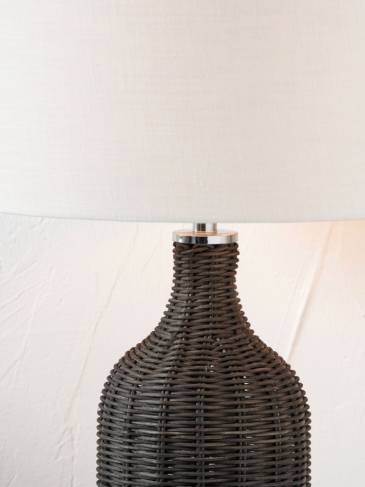 Pacific Dark Brown Rattan Bottle Table Lamp - Image 2 of 6