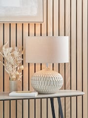 Pacific White Textured Glazed Ceramic Table Lamp - Image 1 of 6
