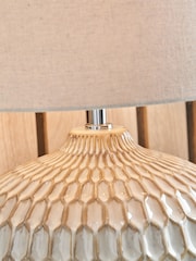 Pacific White Textured Glazed Ceramic Table Lamp - Image 3 of 6