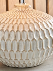 Pacific White Textured Glazed Ceramic Table Lamp - Image 4 of 6
