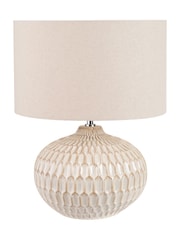 Pacific White Textured Glazed Ceramic Table Lamp - Image 5 of 6