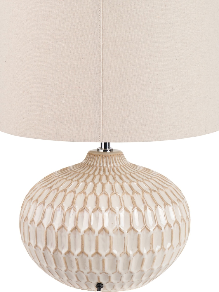 Pacific White Textured Glazed Ceramic Table Lamp - Image 6 of 6