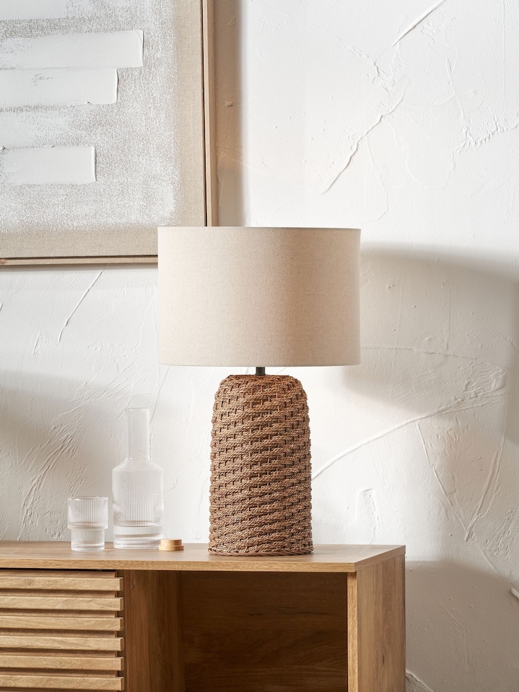 Pacific Brown Woven Seagrass Table Lamp - Image 2 of 6 Pacific Brown Woven Seagrass Table Lamp - Image 2 of 6