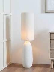 Pacific White Vintage Textured Ceramic Floor Lamp - Image 1 of 6