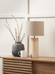 Pacific Natural Limestone Cylinder Table Lamp - Image 1 of 6