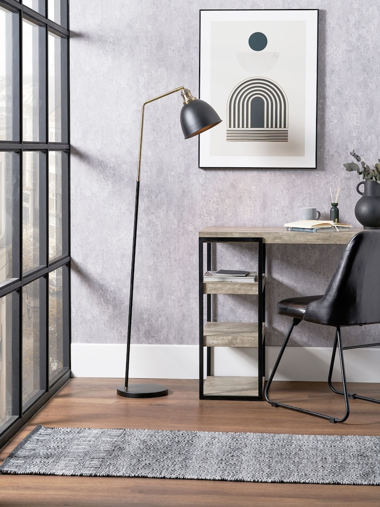 Pacific Black and Gold Task Floor Lamp - Image 1 of 6
