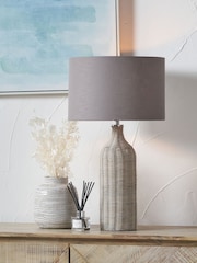 Pacific Light Grey Rattan Bottle Table Lamp - Image 1 of 6
