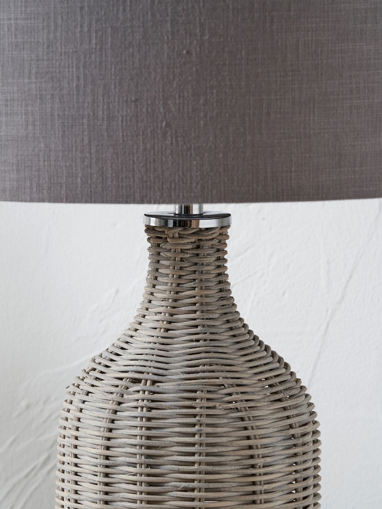 Pacific Light Grey Rattan Bottle Table Lamp - Image 2 of 6