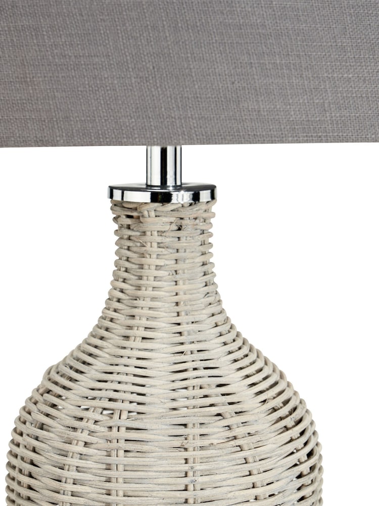 Pacific Light Grey Rattan Bottle Table Lamp - Image 6 of 6