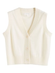 Кремовый - Chinti and Parker Wool Cashmere Blend V-Neck Waistcoat - Image 3 of 3