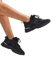 Carvela Swift Jewel Runner Black Trainers - Image 1 of 5