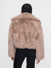 Gap Beige Cropped Faux Fur Jacket - Image 2 of 7