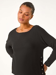 Roman Black 2-in-1 Contrast Hem Detail Stretch Top - Image 4 of 5