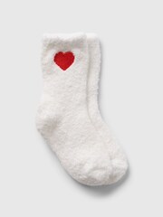 Gap White Heart Unicorn Cosy Fluffy Socks (Newborn-5yrs) - Image 1 of 1