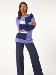 Roman Purple Colour Block Knit Jumper - Image 2 of 5