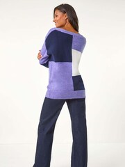Roman Purple Colour Block Knit Jumper - Image 3 of 5