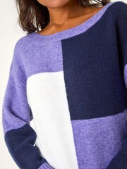 Roman Purple Colour Block Knit Jumper - Image 5 of 5