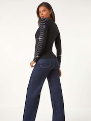 Roman Black Hotfix Stud Sleeve Jumper - Image 2 of 5