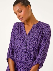 Roman Purple Leaf Print Button Detail Shirt - Image 2 of 5