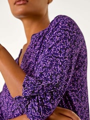 Roman Purple Leaf Print Button Detail Shirt - Image 3 of 5