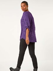 Roman Purple Leaf Print Button Detail Shirt - Image 4 of 5