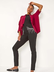 Roman Black Hotfix Pocket Trim Denim Leggings - Image 1 of 5