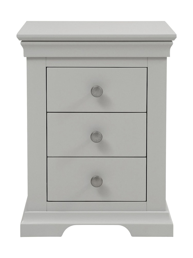 Cotswold Company Pebble Grey Chantilly 3 Drawer Bedside Table - Image 2 of 5