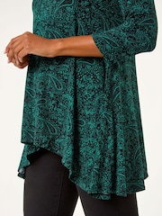Roman Green Floral Paisley Print Tunic - Image 5 of 5