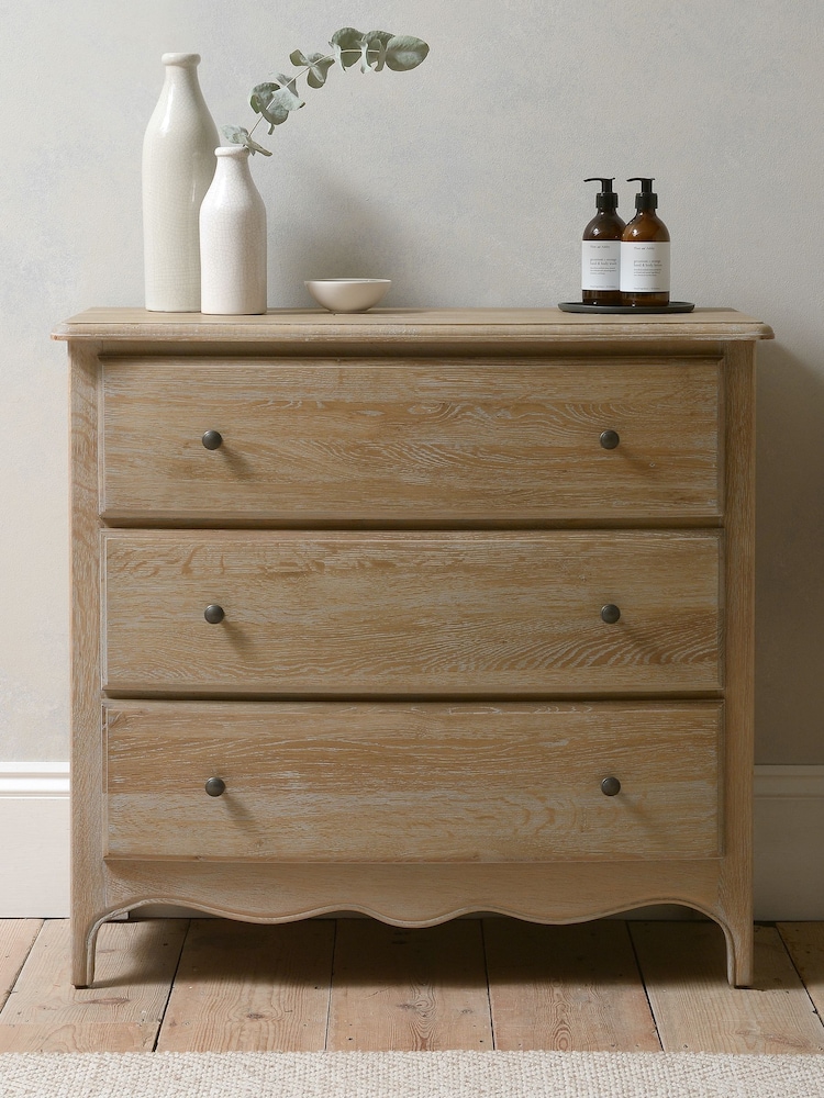 Cotswold Company Limewash Oak Camille 3 Drawer Chest of Drawers - Image 1 of 4