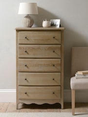 Cotswold Company Limewash Oak Camille 5 Drawer Tall Chest of Drawers - Image 1 of 5