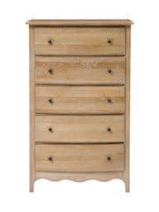 Cotswold Company Limewash Oak Camille 5 Drawer Tall Chest of Drawers - Image 2 of 5