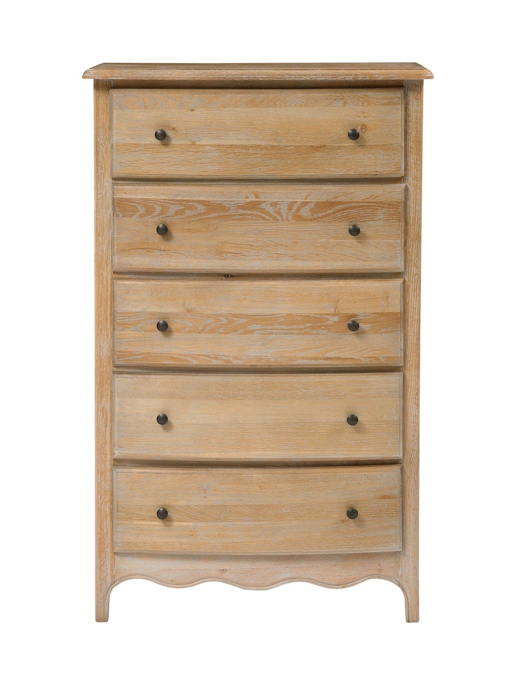 Cotswold Company Limewash Oak Camille 5 Drawer Tall Chest of Drawers - Image 2 of 5