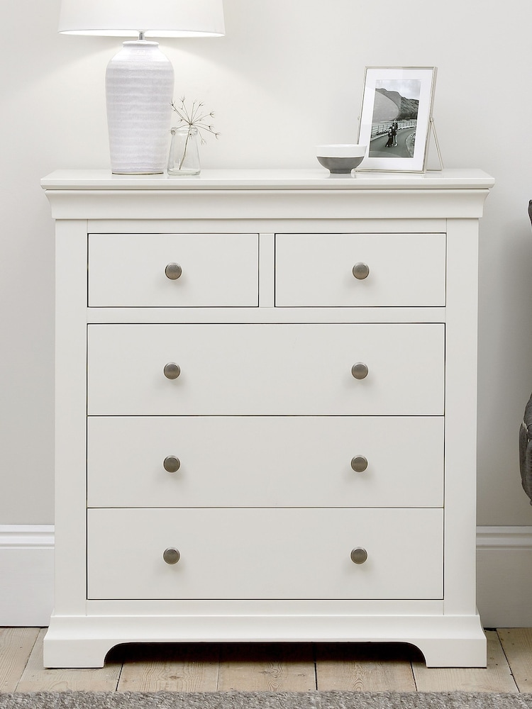 Cotswold Company Warm White Chantilly 5 Drawer Chest of Drawers - Image 1 of 5